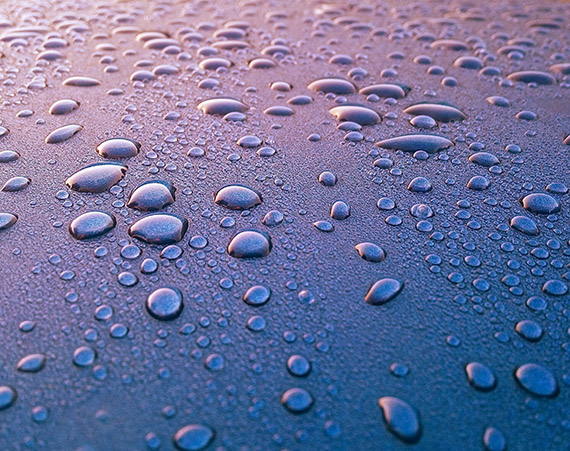 Drops of water on car surface